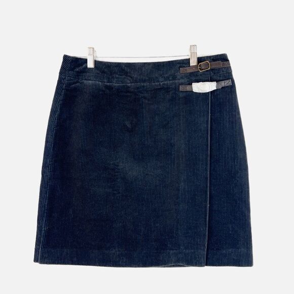 Boden Dresses & Skirts - BODEN Preppy Cozy Black Corduroy Faux Wrap Mini Skirt Lined Double Buckle Size 8